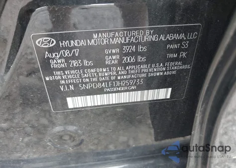 2018 Hyundai Elantra Sel из США, поврежденный, VIN 5NPD84LF1JH259733